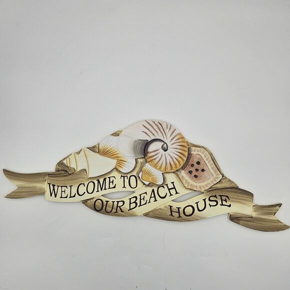 Beachcomber Ft. Myers, FL Brown Tan Yellow Vintage Wood Beach House Sign 10"x28" - Picture 1 of 12